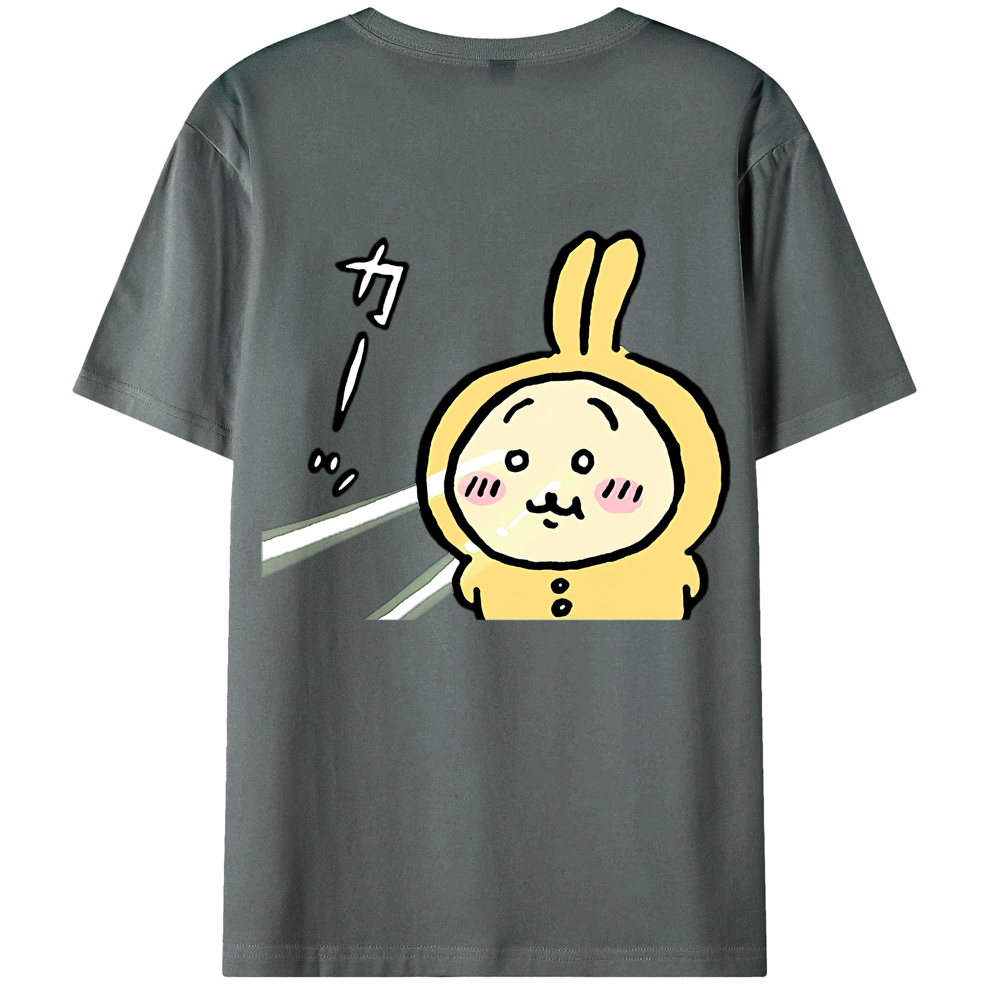（画像用） ちいかわ うさぎ Chii-kawa usagi 綿100％ メンズ半袖Tシャツ（バックプリント） 通気性